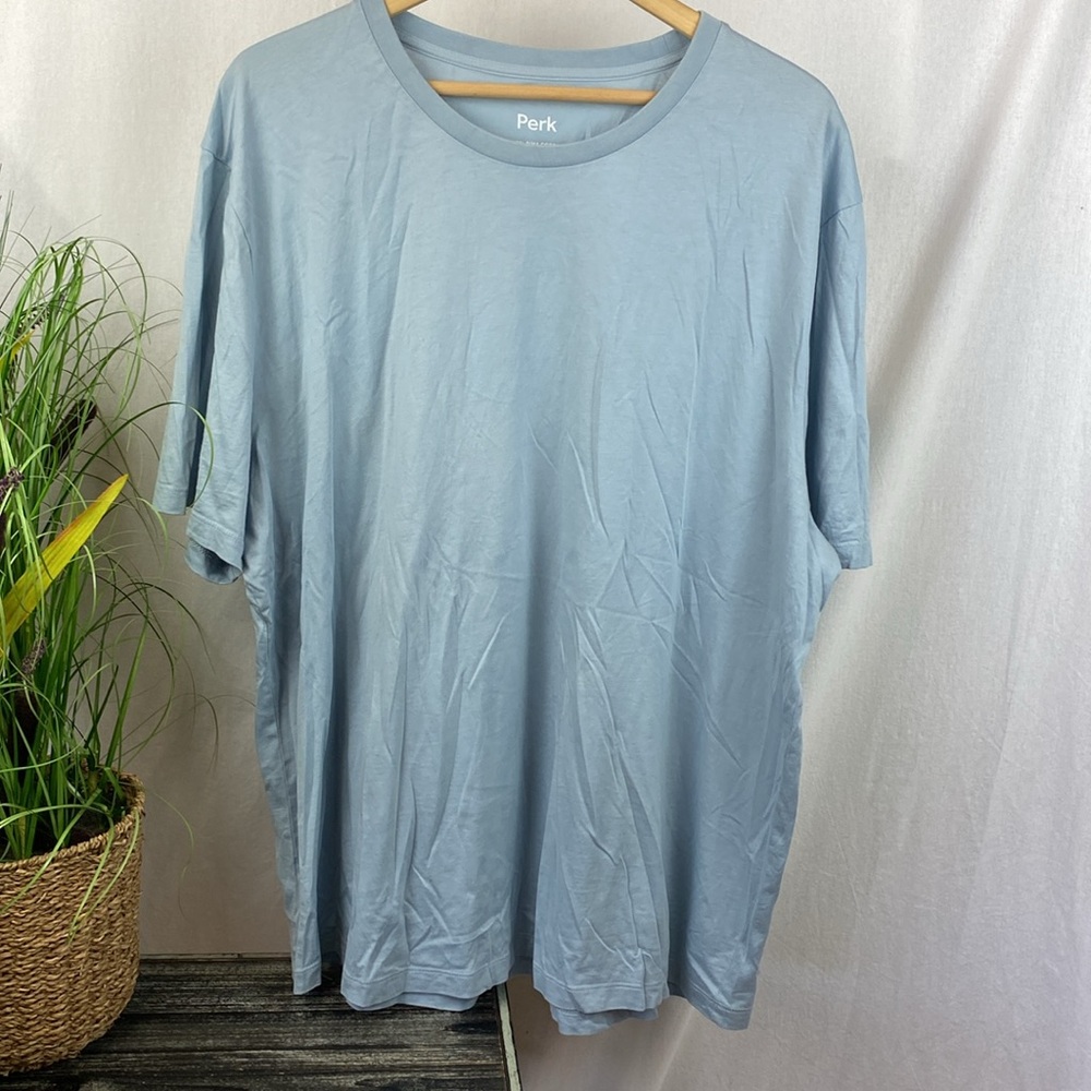 Perk Light Blue 100% Pima Cotton Crew Neck Short Sleeve Tee T‎ Shirt 2XL